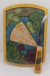 Joie De Vivre Cheese Cutting Board Knife Set Harvest Glass. Fixed Price $14.00.