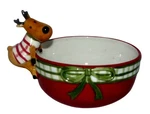 Harry & David Christmas Reindeer Ceramic Snack Candy Bowl Green Plaid Nwt. Fixed Price $19.99.