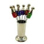 Pier 1 Holiday Rhinestone Appetizer Picks Set Of 8 Cocktail Forks With Holder. Fixed Price $16.45.