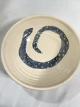 Studio Pottery Cacw Glazed Snake Serpent Serving Bowl 9 Dia. Fixed Price $15.99.