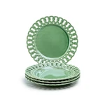 Grace Teaware 8" Green Heirloom Fine Porcelain Dessert Plate Set Of 4. Fixed Price $70.00.