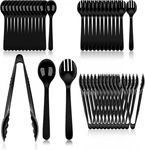 36 Pcs Disposable Serving Utensils For Party - 12 Set Including Black Plastic. Fixed Price $29.68.