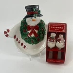 Snowman Service Set Platter Spreaders Fitz & Floyd Williams-sonoma Holiday Table. Fixed Price $20.00.