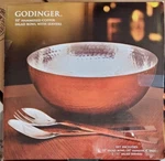 Godinger Hammered Copper/stainless Steel 10" Salad Set With Servers C3. Fixed Price $49.99.