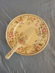 Andrea By Sadek Cake Plate Server Utensil Japan Hand Painted Floral Hostess Set. Fixed Price $35.00.