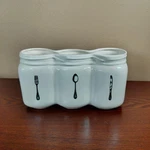 Home Essentials Ceramic Mason Jar Utensil Cutlery Caddy Holder Fork Spoon Knife. Fixed Price $12.95.