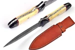 Bg Damascus Steel Blade Double Edge Outdoor Knife For Survival, Camping, Hiking. Fixed Price $29.74.