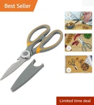 Multi-purpose Kitchen Shears: Dishwasher Safe, Sharp Blades & Ergonomic Design. Fixed Price $7.99.