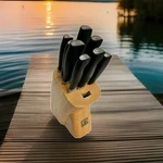 Mundial 5600 Series 9 Slot Block, Knives Black Polypropylene Handle Set Brazil. Fixed Price $74.69.