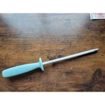 Turquois Plastic Handle Stainless Steel Knife Sharpener - Very Good. Fixed Price $6.99.