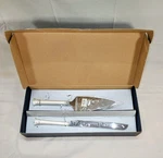 Mikasa Love Story Silver Color Wedding Cake Server Set New Box. Fixed Price $50.00.