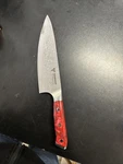 Sanmuzuo 8" Chef KNIFE:VG10 Core Damascus, "red Designed Resin. Fixed Price $50.00.