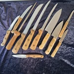 10 Chicago Cutlery Knives & Sharpener Walnut Handles Brass Pins 78S, 66S, 65S.... Fixed Price $74.90.