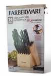Farberware Triple Rivet Knife Block Set With Edgekeeper Sharpener 14-PIECE. Fixed Price $27.99.
