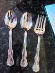 3 Serving Pcs Reed & Barton Victoria Stainless Flatware 2 Spoons 1 Fork New. Fixed Price $24.99.