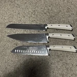 Cangshan Knives Lot Of 3 Big White Handle #59762,59649,59700 Set. Fixed Price $36.99.