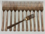 Set Of 12 New Herdmar Portugal "vintage" Dinner Forks - 18/10 Stainless Copper. Fixed Price $189.99.