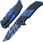 Spring-assist Pocket Knife 3.5IN Blue Camo Stainless Tanto Blade Police Badge. Fixed Price $13.25.