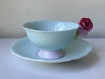 Vintage Paragon Double Warrant Rose Handle Teacup Saucer Set Fine Bone China. Fixed Price $224.40.