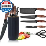 Black Knife Set, 6 Pieces Professional Kitchen With Universal. Fixed Price $49.47.