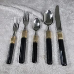 Mikasa Prisma Ebony G4570 Flatware Pc Place Setting Japan Black Gold. Fixed Price $18.00.