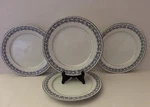 Kenmark Sego Lily Fine China #2559 Blue Flowers Set Of 4 -10 1/2" Dinner Plates. Fixed Price $25.00.