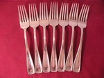 Set Of Salad Forks Robinson Eastford Glossy Stainless Steel Flatware 7". Fixed Price $42.29.