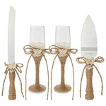 Juvale Wedding Decor Rustic Cake Knife Server Set Champagne Flutes - Brown Wood. Fixed Price $57.66.