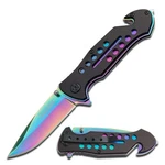 Tac-force- Folding Pocket Knife Rainbow Tinite Coated Drop Point Blade. Fixed Price $42.02.