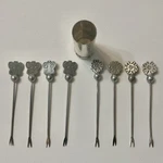 Pier 1 Vintage Appetizer Seafood Fork Set With Holder Floral Butterfly 8 Piece. Fixed Price $18.95.