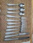 11 Ginkgo Linden Satin Stainless Steel 6 Forks 3 Spoons & 2 Knives. Fixed Price $36.99.