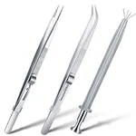 Honoson 3 Pack Diamond Tweezers Gem Stone Jewelry Locking Silver. Fixed Price $14.76.