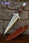 Handmade Fix Blade Double Edge Dagger Knife Mini Sword Tactical & Sheath. Fixed Price $76.49.