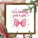 Just Pink Polka Dot Bow Star Square Wooden Plaque Coquette Girly Decor. Fixed Price $11.95.