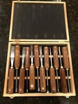 Imotechom 12-PIECE Woodworking Chisel Set With Walnut Handle Wooden Storage. Fixed Price $89.99.