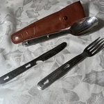 Vintage Military Style Hobo Utensil Set Silver Nesting Scouts Camping Flatware. Fixed Price $15.99.