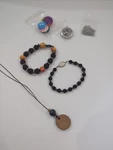 Essential Oil Jewelry Set: Lava Bead Bracelets, Felt Locket, Clay Necklace. Fixed Price $20.00.