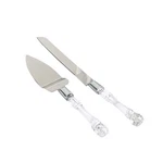 Silver Clear Knife Server Crystal Handles Cake Serving Set Wedding Tableware. Fixed Price $15.78.