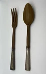 Vtg Atq Sterling Handled Piece Salad Serving Walnut Wood Spoon & Fork Boho. Fixed Price $47.89.