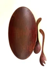 Mid-century Danish Modern Teak Wood Serving Bowl Dish Spoon Fork Vintage 1960'S. Fixed Price $224.99.