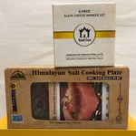 Himalayan Chef-salt Cooking Plate & 6-PIECE Slate Cheese Marker Set. Fixed Price $19.95.