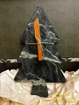 Christmas Tree Shape Marble Cheese Cutting Board W/ Knife & Gift Box , 13.5X7IN. Fixed Price $30.00.