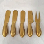 Gold Tone Cheese Servers And Spreaders Knife Fork Stainless Steel Set Of 5. Fixed Price $7.73.