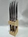 Jean Dubost Laguiole 6PC Steak Knife Block Set. Fixed Price $42.39.