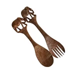 Vintage Wooden Carved Elephant Salad Mixers Servers Tongs. Fixed Price $35.00.