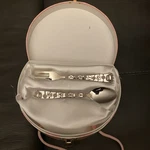 Mud Pie Little Princess Pink Beaded Spoon & Fork Set Baby Girl New Box. Fixed Price $9.99.