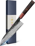 8.27 Inch Japanese Chef Knife, 210MM Black Forged With Red Sandal. Fixed Price $112.99.