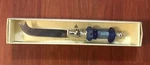 New Cypress Blue Beaded Mango Moon Collection Cheese Knife. Fixed Price $24.00.