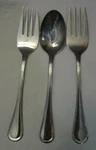 Cuisinart Mansfield Flatware 2 Meat Forks Slotted Spoon 18/10 Stainless Korea. Fixed Price $11.69.