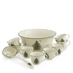 Spode 10-PC Christmas Tree Punch Set Fine Porcelain Festive Holiday Serveware. Fixed Price $188.00.